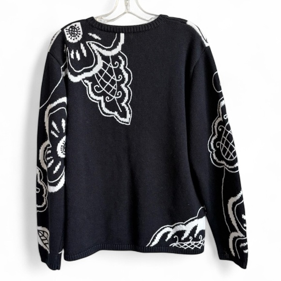 Coldwater Creek Floral Black and White Cardigan Sweater XL - Picture 2 of 4